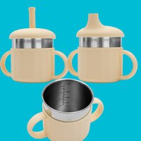 Canuta cu manere si gura de scurgere New Baby 0 luni+ beige - 1