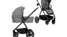 Carucior 2 in 1 Lionelo Meril, cu landou si scaun cu dimensiune XL, reversibil, sistem de ventilatie 3D, accesorii, pana la 22 kg, vonform cu EN1888-1 EN1888-2, EN1466, Gri