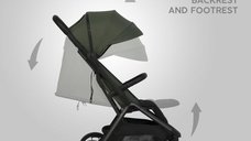 Carucior 2 in 1 pentru copii Easy Go Zoya Jungle cu pliere automata Dual Fold, pana la 22 kg, copertina XXL, pozitie de somn si spatar inalt