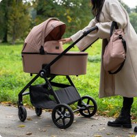 Carucior 2 in 1 pentru copii, Kidnort Alskar beige, cu Landou pliabil, capotina extensibila, spatar reglabil si suport de picioare ajustabil, 0 Luni+  22kg - 1