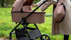 Carucior 2 in 1 pentru copii, Kidnort Alskar beige, cu Landou pliabil, capotina extensibila, spatar reglabil si suport de picioare ajustabil, 0 Luni+  22kg