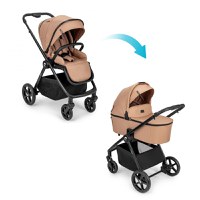 Carucior 2 in 1 pentru copii, Kidnort Alskar beige, cu Landou pliabil, capotina extensibila, spatar reglabil si suport de picioare ajustabil, 0 Luni+  22kg - 2