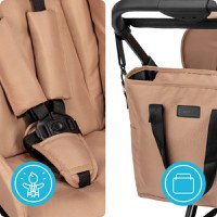 Carucior 2 in 1 pentru copii, Kidnort Alskar beige, cu Landou pliabil, capotina extensibila, spatar reglabil si suport de picioare ajustabil, 0 Luni+  22kg - 4