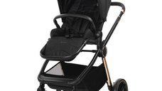 Carucior 2 in 1 pentru copii Lorelli Bianca Black, cadru din aluminiu, suspensii, cos landou individual cu maner de transport, geanta, greutate suportata 22 kg