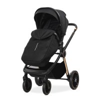 Carucior 2 in 1 pentru copii Lorelli Bianca Black, cadru din aluminiu, suspensii, cos landou individual cu maner de transport, geanta, greutate suportata 22 kg - 2