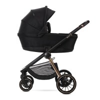 Carucior 2 in 1 pentru copii Lorelli Bianca Black, cadru din aluminiu, suspensii, cos landou individual cu maner de transport, geanta, greutate suportata 22 kg - 3