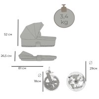 Carucior 2 in 1 Tutis Mio 3+ Beige 180 din piele, sezut reversibil, amortizoare duble, maner reglabil, accesorii incluse - 4