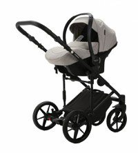 Carucior 3 in 1 Adamex Rimini Alu tip Collection Linen  EcoLeather camel beige cu scaun iSize, parte sport reglabila pana la orizontala, cadru cu suspensii, landou cu suport de cap reglabil pe inaltime - 6