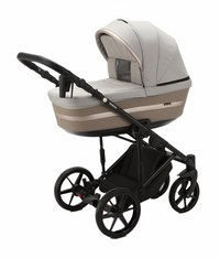 Carucior 3 in 1 Adamex Rimini Alu tip Collection Linen  EcoLeather camel beige cu scaun iSize, parte sport reglabila pana la orizontala, cadru cu suspensii, landou cu suport de cap reglabil pe inaltime - 8