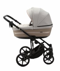 Carucior 3 in 1 Adamex Rimini Alu tip Collection Linen  EcoLeather camel beige cu scaun iSize, parte sport reglabila pana la orizontala, cadru cu suspensii, landou cu suport de cap reglabil pe inaltime - 9