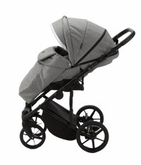 Carucior 3 in 1 Adamex Rimini Alu tip Collection Linen  EcoLeather cloud gray cu scaun iSize, parte sport reglabila pana la orizontala, cadru cu suspensii, landou cu suport de cap reglabil pe inaltime - 1