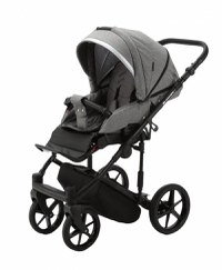 Carucior 3 in 1 Adamex Rimini Alu tip Collection Linen  EcoLeather cloud gray cu scaun iSize, parte sport reglabila pana la orizontala, cadru cu suspensii, landou cu suport de cap reglabil pe inaltime - 2