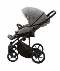 Carucior 3 in 1 Adamex Rimini Alu tip Collection Linen  EcoLeather cloud gray cu scaun iSize, parte sport reglabila pana la orizontala, cadru cu suspensii, landou cu suport de cap reglabil pe inaltime - 3
