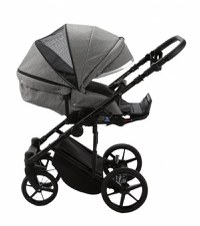 Carucior 3 in 1 Adamex Rimini Alu tip Collection Linen  EcoLeather cloud gray cu scaun iSize, parte sport reglabila pana la orizontala, cadru cu suspensii, landou cu suport de cap reglabil pe inaltime - 4