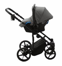 Carucior 3 in 1 Adamex Rimini Alu tip Collection Linen  EcoLeather cloud gray cu scaun iSize, parte sport reglabila pana la orizontala, cadru cu suspensii, landou cu suport de cap reglabil pe inaltime - 5