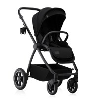Carucior 3 in 1 Lionelo Meril, cu landou de dimensiune XL, reversibil, cu scoica auto testata ADAC, cu accesorii, pana la 22 kg, conform cu EN1888-1 EN1888-2, EN1466, negru - 1