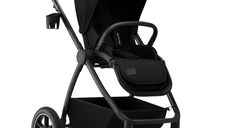 Carucior 3 in 1 Lionelo Meril, cu landou de dimensiune XL, reversibil, cu scoica auto testata ADAC, cu accesorii, pana la 22 kg, conform cu EN1888-1 EN1888-2, EN1466, negru