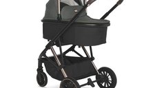 Carucior 3 in 1 pentru copii Lorelli Aria Green, cosulet auto Aria Luxe 40-87 cm inclus, cadru din aluminiu, parte sport reversibila, multiple accesorii, greutate admisa 22 kg