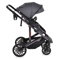 Carucior convertibil 2in1 Moni All Road Grey cu Cadru din aluminiu galvanizat,Roti rezistente cu suspensii,Spatar reglabil,Maner reglabil 6 pozitii inaltime,Copertina XXL,Husa picioare si suport pahar incluse,Pana la 4 ani - 2