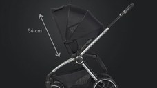 Carucior pentru copii 2 in 1 Easy Go Giro, pana la 22 kg, cu landou 80 cm, Maner telescopic, copertina XXL, pliere tip pendul, cadru ultra-usor din aluminiu, accesorii incluse, Ebony Black