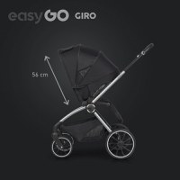 Carucior pentru copii 2 in 1 Easy Go Giro, pana la 22 kg, cu landou 80 cm, Maner telescopic, copertina XXL, pliere tip pendul, cadru ultra-usor din aluminiu, accesorii incluse, Ebony Black - 1