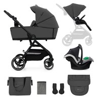 Carucior pentru copii 3 in 1 Kinderkraft Yoxi Moonlight Grey 0-22 kg, cadru din aluminiu, accesorii incluse - 10