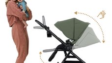 Carucior pentru copii 3 in 1 Kinderkraft Yoxi Mystic Green 0-22 kg, cadru din aluminiu, accesorii incluse