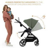 Carucior pentru copii 3 in 1 Kinderkraft Yoxi Mystic Green 0-22 kg, cadru din aluminiu, accesorii incluse - 1