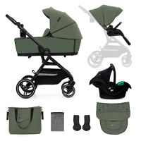 Carucior pentru copii 3 in 1 Kinderkraft Yoxi Mystic Green 0-22 kg, cadru din aluminiu, accesorii incluse - 9