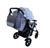 Carucior pentru copii Baby Care PRO 511 Gri Jeans Carouri Cu geanta bebe inclusa, Cadru aluminiu, Maner reversibil, Spatar reglabil in 5 trepte, Amortizoare, Plasa insecte, Frana picior, Pliabil - 2