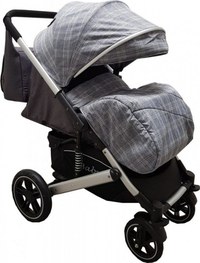 Carucior pentru copii Baby Care Pro 512 Gri Carouri cu Suspensii, Cadru aluminiu Silver, Maner reversibil, Spatar reglabil in 5 trepte, Frana picior, Plasa insecte, Geanta - 2