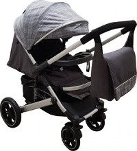 Carucior pentru copii Baby Care Pro 512 Gri Carouri cu Suspensii, Cadru aluminiu Silver, Maner reversibil, Spatar reglabil in 5 trepte, Frana picior, Plasa insecte, Geanta - 4