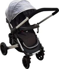 Carucior pentru copii Baby Care Pro 512 Gri Carouri cu Suspensii, Cadru aluminiu Silver, Maner reversibil, Spatar reglabil in 5 trepte, Frana picior, Plasa insecte, Geanta - 3