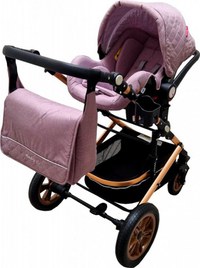 Carucior pentru copii Baby Care Pro 530 Mov deschis 3 in 1 Transformabil, Cadru Aluminiu, Amortizoare, Roti din cauciuc, Spatar reglabil 3 trepte, Plasa insecte, Geanta - 3