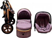 Carucior pentru copii Baby Care Pro 530 Mov deschis 3 in 1 Transformabil, Cadru Aluminiu, Amortizoare, Roti din cauciuc, Spatar reglabil 3 trepte, Plasa insecte, Geanta - 4