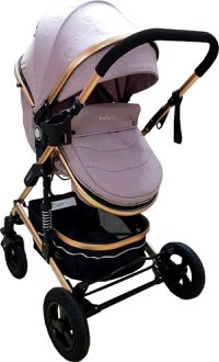 Carucior pentru copii Baby Care PRO 531 Gri 3 in 1, Cadru Aluminiu, Amortizoare, Roti din cauciuc plin, Landou, Scoica auto, Spatar reglabil 3 trepte, Plasa insecte - 3