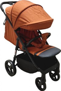 Carucior pentru copii Baby Care Pro S 508 Portocaliu Gold, Cadru aluminiu, Spatar reglabil in 3 trepte, Husa picioare, Frana picior, Pliabil - 1