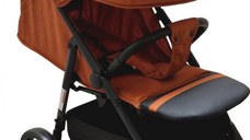 Carucior pentru copii Baby Care Pro S 508 Portocaliu Gold, Cadru aluminiu, Spatar reglabil in 3 trepte, Husa picioare, Frana picior, Pliabil