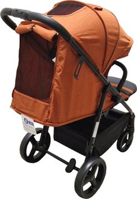 Carucior pentru copii Baby Care Pro S 508 Portocaliu Gold, Cadru aluminiu, Spatar reglabil in 3 trepte, Husa picioare, Frana picior, Pliabil - 4