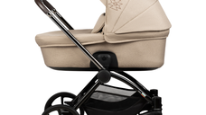 Carucior pentru copii Buba Kanatitza Nougat 2 in 1 cu suspensii, scaun reversibil, rucsac, suport pahar, plasa insecte si husa ploaie