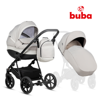 Carucior pentru copii Buba Zaza2 Cream 2 in 1 cu suspensii, scaun reversibil, rucsac, suport pahar, plasa insecte si husa ploaie - 5