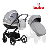 Carucior pentru copii Buba Zaza2 Warm Grey 2 in 1 cu suspensii, scaun reversibil, rucsac, suport pahar, plasa insecte si husa ploaie - 4