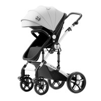 Carucior pentru copii Buf Boof A1 Deluxe Black White 2 in 1 reversibil 0-36 luni, cadru din aluminiu, amortizoare, accesorii incluse - 7
