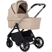 Carucior pentru copii Chipolino Encanto 3 in 1 tiramisu cu spatar reglabil, suspensii, bara detasabila, suport piciare ajustabil, maner reglabil si accesorii - 1