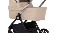 Carucior pentru copii Chipolino Encanto 3 in 1 tiramisu cu spatar reglabil, suspensii, bara detasabila, suport piciare ajustabil, maner reglabil si accesorii