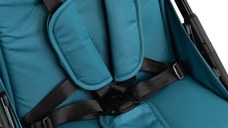Carucior pentru copii, Kidnort Fjallrav Albastru, cu pliere compacta, suspensie integrala, spatar si viziera reglabile, pana la 22 kg, accesorii incluse, suport pentru pahar, husa transport