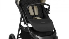 Carucior pentru copii KikkaBoo Sarah Beige 2023, 0-48luni pana la 22kg cu suspensii,spatar reglabil cu pozitie somn,Maner din piele ecologica,tavita,husa de ploaie,husa picioare si suport pahar incluse