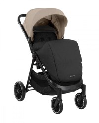 Carucior pentru copii KikkaBoo Sarah Beige 2023, 0-48luni pana la 22kg cu suspensii,spatar reglabil cu pozitie somn,Maner din piele ecologica,tavita,husa de ploaie,husa picioare si suport pahar incluse - 7