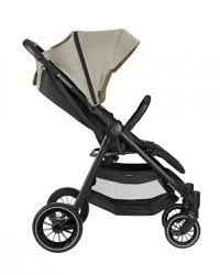 Carucior pentru copii KikkaBoo Sarah Beige 2023, 0-48luni pana la 22kg cu suspensii,spatar reglabil cu pozitie somn,Maner din piele ecologica,tavita,husa de ploaie,husa picioare si suport pahar incluse - 2