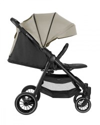Carucior pentru copii KikkaBoo Sarah Beige 2023, 0-48luni pana la 22kg cu suspensii,spatar reglabil cu pozitie somn,Maner din piele ecologica,tavita,husa de ploaie,husa picioare si suport pahar incluse - 3